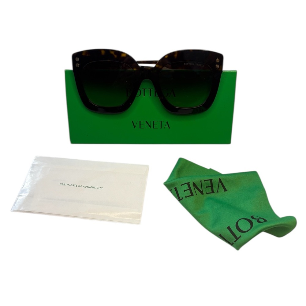 Bottega Veneta Tortoiseshell Square Sunglasses BV0210S w/ Case COA